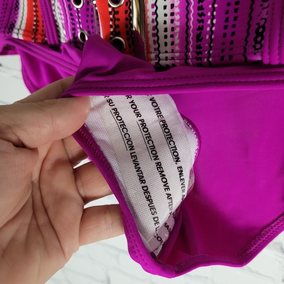 POINT ZERO | belted stripe bikini swim bathing suit bottoms - Picture 3 of 8